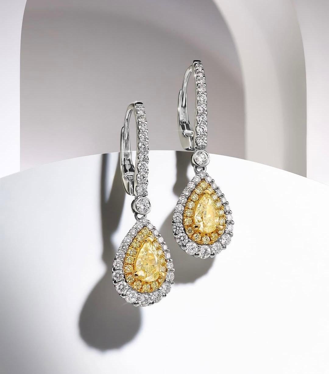 Yellow & White Lab Grown Diamond Earrings