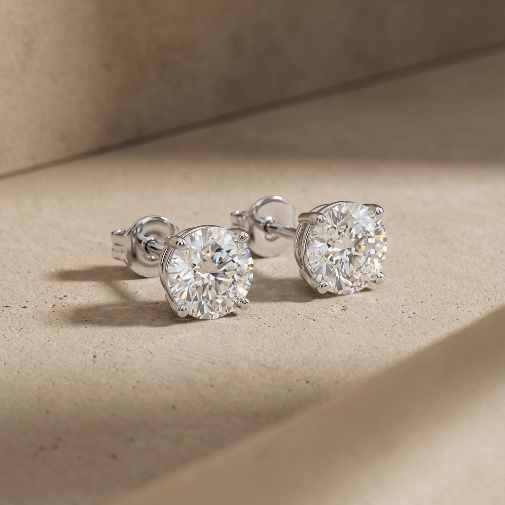 Round Moissanite Diamond Earrings